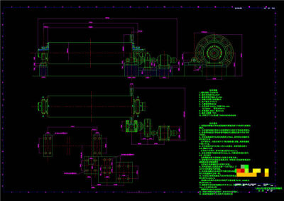 湿式溢流球磨机总图CAD机械图纸