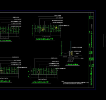 草地围栏大样图cad图纸