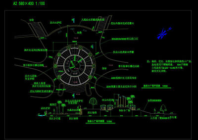 鱼标小广场平剖面cad图纸