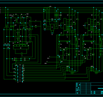 二台柴油发电机并车控制电路图CAD图纸