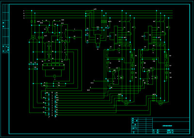 二台柴油发电机并车控制电路图CAD图纸
