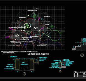 定位及平面材料图CAD景观图纸