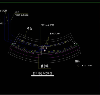 水池灯具平面图CAD景观图纸