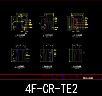 四层女化妆间立面图cad图纸