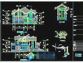 框架别墅建筑结构套图CAD图纸下载