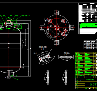 300L立式支耳油罐CAD图纸