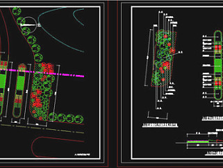 别墅区入口植物种植方案CAD景观图纸