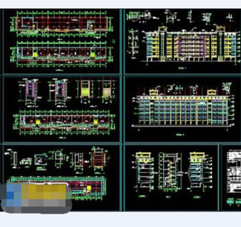 南方某中学教学楼cad施工工程图纸