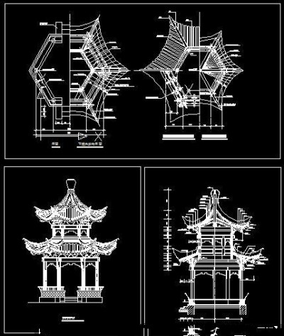 重檐六角亭CAD施工详图