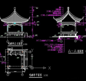 鸣蝉亭景观木亭CAD施工详图