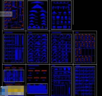 GRC外墙装饰整套构件cad施工设计图
