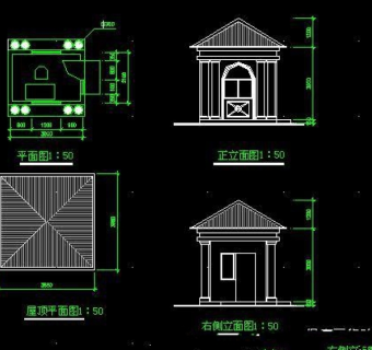 住宅小区保安亭CAD施工大样图
