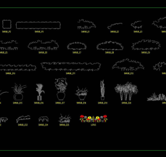 花园绿化立面图库cad图纸