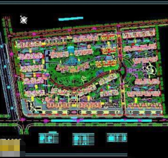 大绿化率住宅小区cad总规划平面图