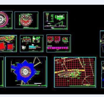 带雕塑城市广场cad建筑规划施工图纸