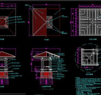 木制凉亭CAD施工大样图