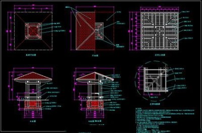 木制凉亭CAD施工大样图