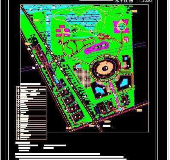 科技生态园cad平面规划绿化施工图