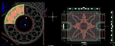 两个大广场铺装铺地图案CAD图块