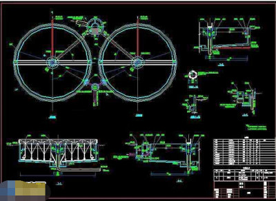 某污水处理工程二沉池cad工艺施工设计图