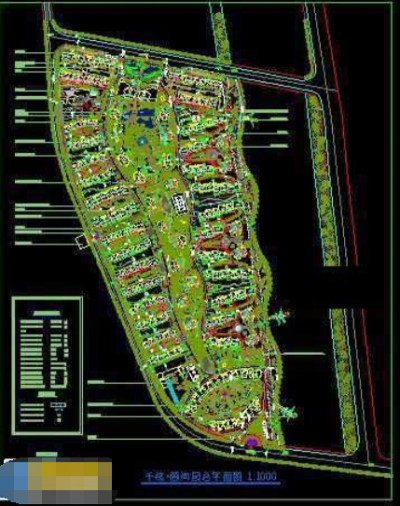 南方某大型住宅项目cad规划绿化平面图