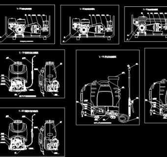 8种喷雾机外形图CAD图纸