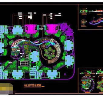 住宅楼盘项目cad平面绿化规划施工图