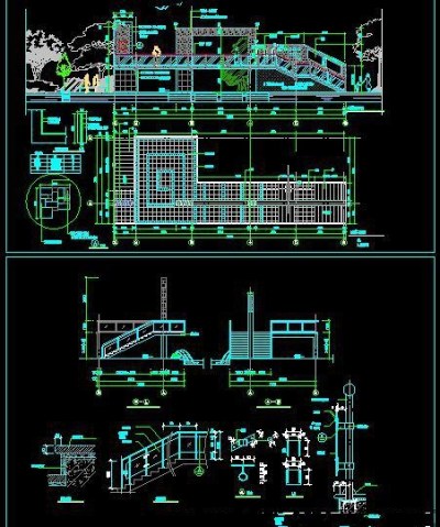 二层景观廊桥景观桥CAD施工详图