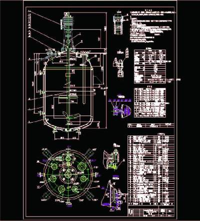 5000L搪玻璃闭式搅拌容器CAD图纸