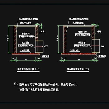 排水明沟cad大样设计施工图