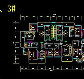 品两梯两户大户型住宅cad图纸