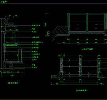 鱼池剖面cad图纸