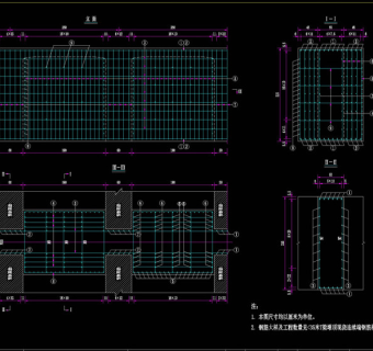梁现浇连续段钢筋构造图cad图纸