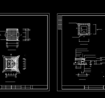 古代四角古亭cad设计大样详图