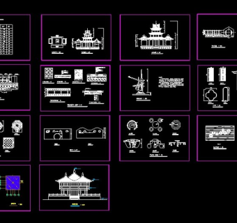 某古代园林建筑及小品cad设计施工图