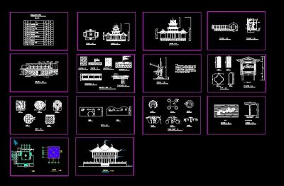 某古代园林建筑及小品cad设计施工图