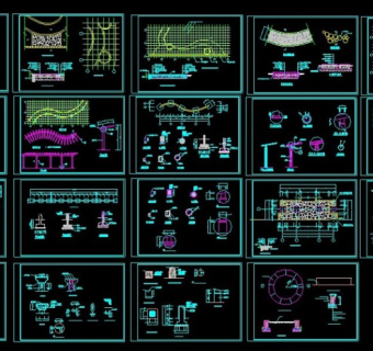 各式花架、景门cad施工设计平面图
