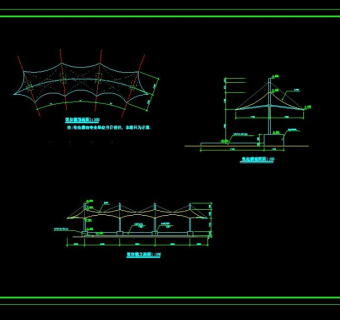市中心广场张拉膜cad详细设计施工