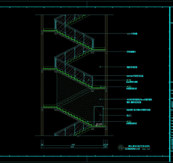 1F疏散楼梯立面图cad图纸