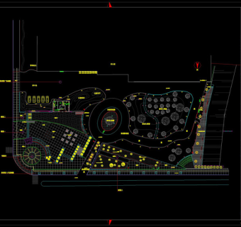 广场平面浦装cad图纸