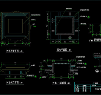 树池坐凳cad图纸素材