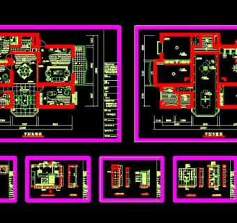 三室户型家装全套cad设计施工图
