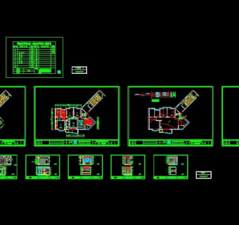 深业花园三室两厅cad装饰施工设计图