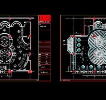 豪华酒店餐厅平面装饰CAD设计施工图