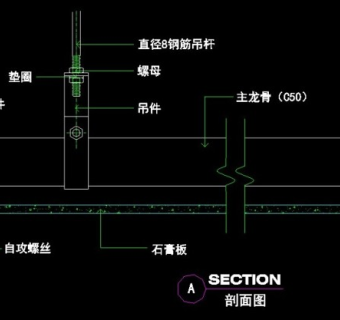 5种厨房顶棚吊顶cad设计施工图纸