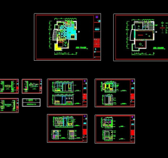 两居室住宅户型整套cad装饰施工图纸