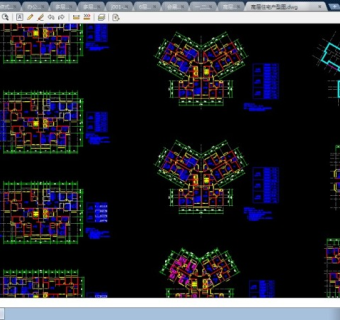 某高层建筑住宅楼内多种户型CAD平面