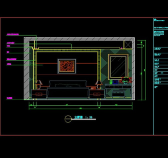 四张卧室及客厅装修立面cad图