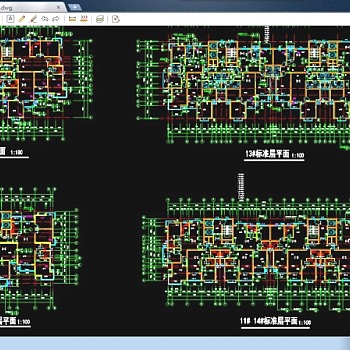 小高层户型组合CAD平面图