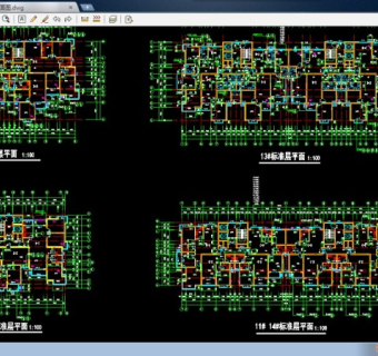 小高层户型组合CAD平面图